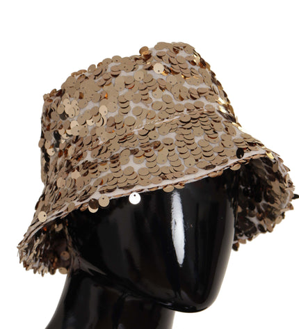 Dolce &amp; Gabbana Elegante cappello a secchiello dorato con paillettes