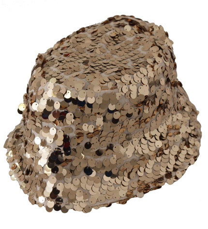 Dolce & Gabbana Elegant Sequined Gold Bucket Hat