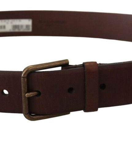 Dolce & Gabbana Elegant Brown Leather Belt with Metal Buckle