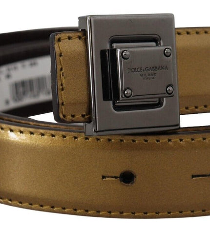 Dolce & Gabbana Gold Square Buckle Leather Belt