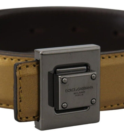 Dolce & Gabbana Gold Square Buckle Leather Belt