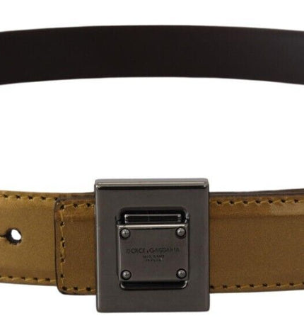 Dolce & Gabbana Gold Square Buckle Leather Belt