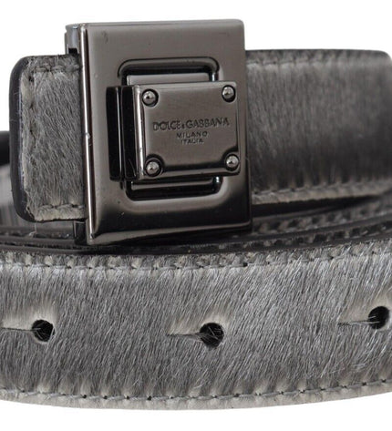 Dolce & Gabbana Elegant Silver Leather Designer Belt