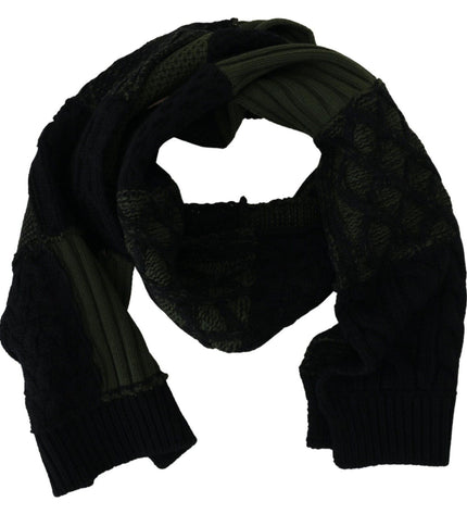 Dolce & Gabbana Elegant Wool Scarf in Black & Green