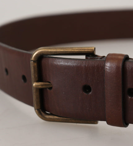 Dolce & Gabbana Elegant Brown Leather Belt with Metal Buckle