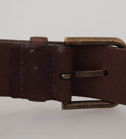 Dolce & Gabbana Elegant Brown Leather Belt with Metal Buckle