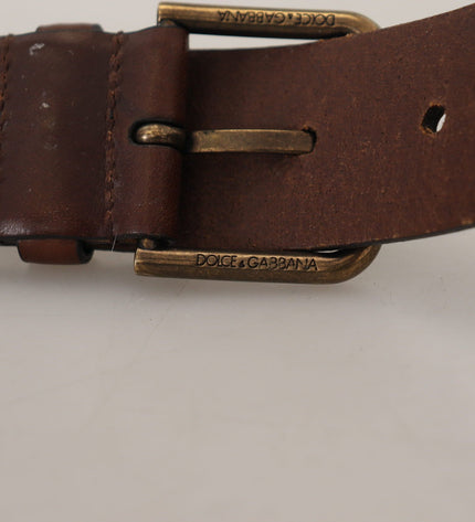 Dolce & Gabbana Elegant Brown Leather Belt with Metal Buckle