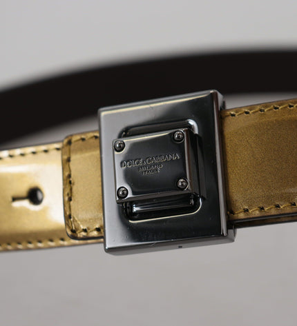 Dolce & Gabbana Gold Square Buckle Leather Belt