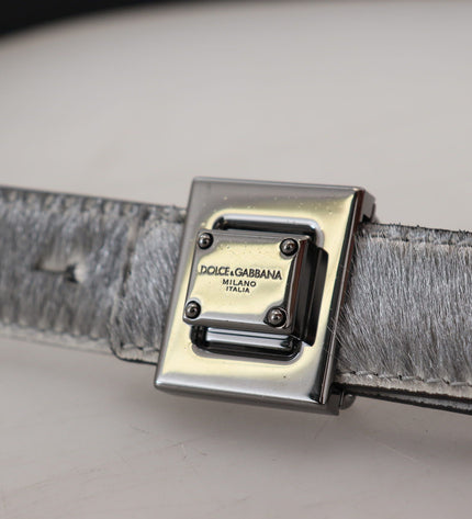 Dolce & Gabbana Elegant Silver Leather Designer Belt