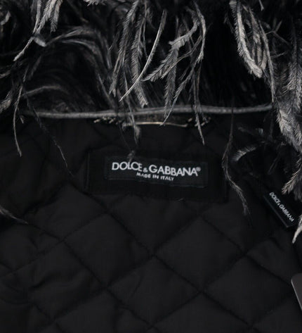 Dolce &amp; Gabbana Elegante giacca con zip in shearling in bianco e nero