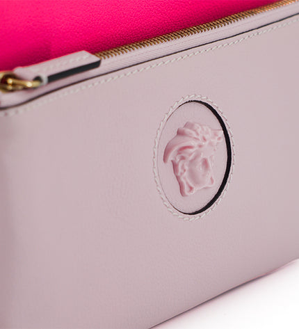 Versace Elegant Pink Leather Pouch Clutch