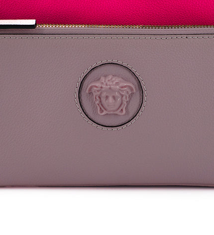 Versace Elegant Pink Leather Pouch Clutch