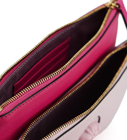 Versace Elegant Pink Leather Pouch Clutch