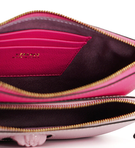 Versace Elegant Pink Leather Pouch Clutch