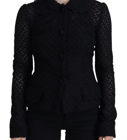 Dolce & Gabbana Elegant Black Wool Blend Button Down Jacket