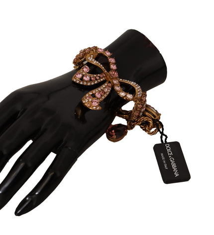 Dolce & Gabbana Elegant Crystal Charm Gold Bracelet