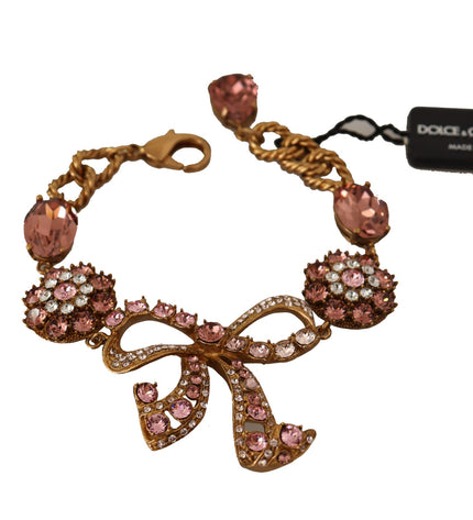 Dolce & Gabbana Elegant Crystal Charm Gold Bracelet