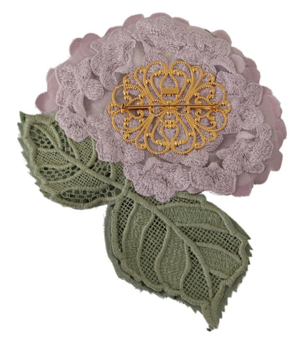 Dolce & Gabbana Elegant Purple Floral Silk Blend Brooch