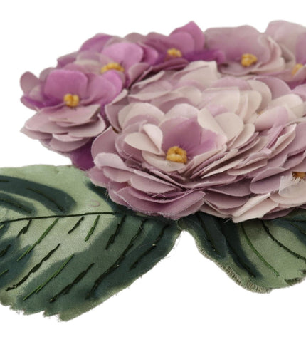 Dolce & Gabbana Elegant Purple Floral Silk Blend Brooch