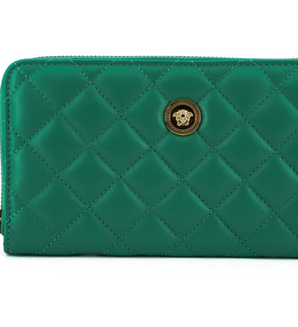 Versace Elegant Quilted Leather Zip Wallet