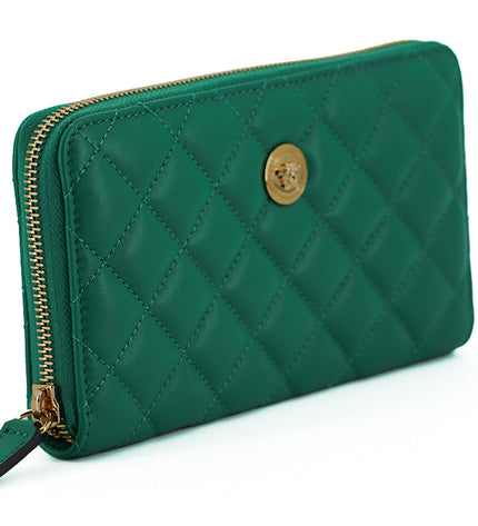 Versace Elegant Quilted Leather Zip Wallet