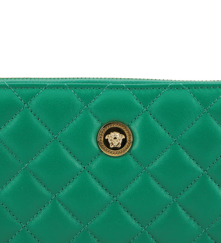 Versace Elegant Quilted Leather Zip Wallet