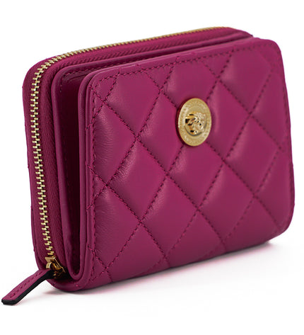 Versace Elegant Purple Quilted Leather Wallet