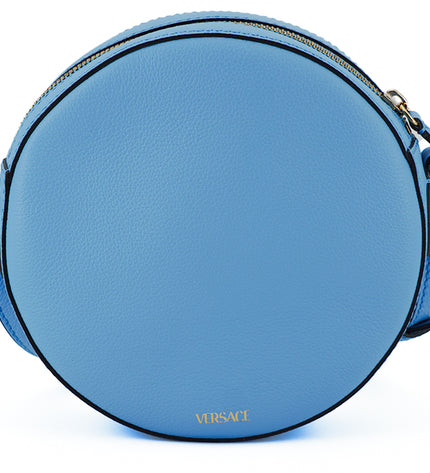 Versace Chic Blue Leather Round Shoulder Bag