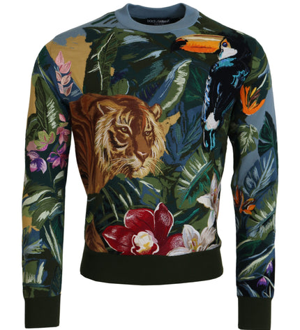 Dolce & Gabbana Jungle Embroidered Wool-Silk Sweater