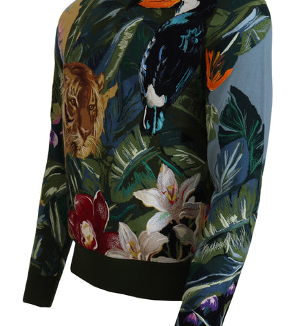 Dolce & Gabbana Jungle Embroidered Wool-Silk Sweater