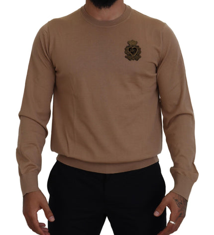 Dolce & Gabbana Beige Cashmere Crewneck Pullover Sweater