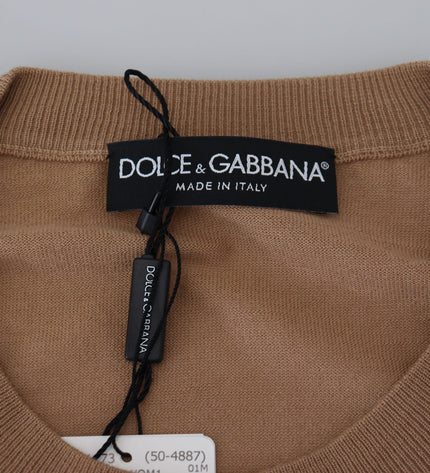 Dolce & Gabbana Beige Cashmere Crewneck Pullover Sweater