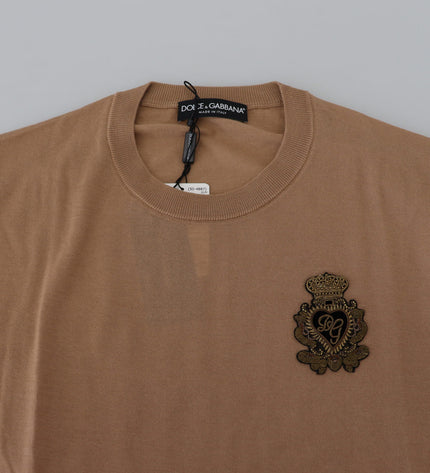 Dolce & Gabbana Beige Cashmere Crewneck Pullover Sweater