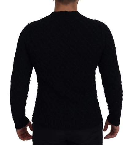 Dolce & Gabbana Elegant Black Wool-Blend V-Neck Sweater