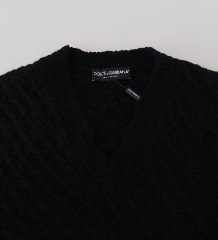 Dolce & Gabbana Elegant Black Wool-Blend V-Neck Sweater