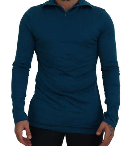 Dolce & Gabbana Elegant Blue Cotton Pullover Sweater