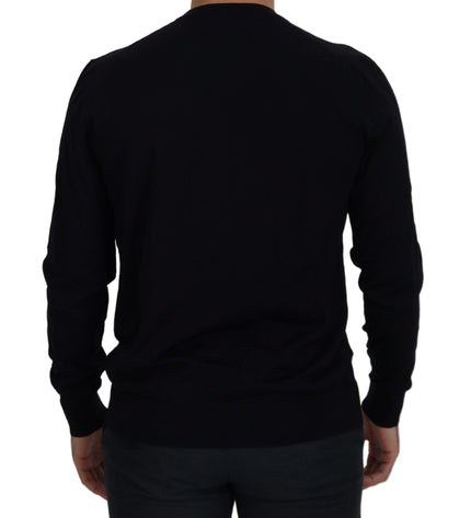 Dolce &amp; Gabbana Maglione Pullover Elegante In Lana Vergine Nera