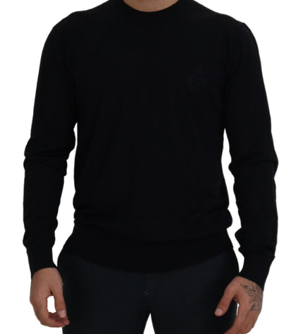 Dolce &amp; Gabbana Maglione Pullover Elegante In Lana Vergine Nera