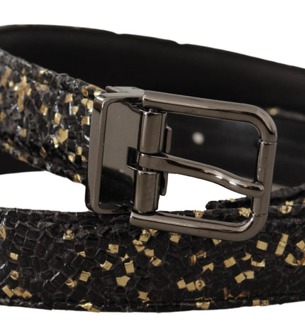 Dolce & Gabbana Elegant Italian Leather Belt with Crown Detail