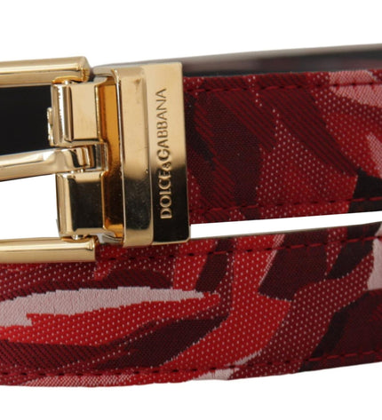 Dolce & Gabbana Red Multicolor Leather Belt with Gold-Tone Buckle