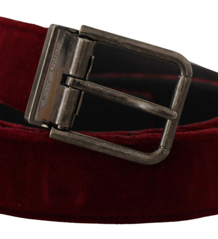 Dolce & Gabbana Velvet Maroon Elegance Belt