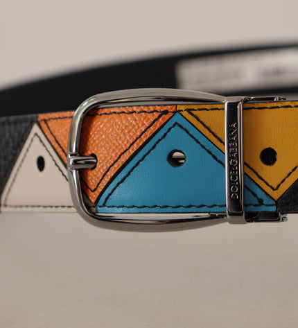 Dolce & Gabbana Elegant Multicolor Leather Belt with Silver Buckle