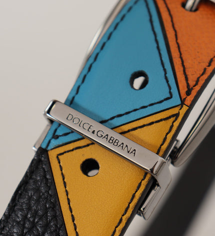 Dolce & Gabbana Elegant Multicolor Leather Belt with Silver Buckle