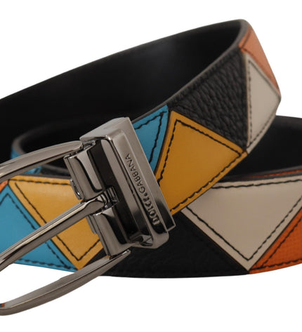 Dolce & Gabbana Elegant Multicolor Leather Belt with Silver Buckle