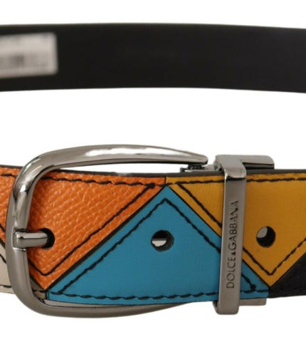 Dolce & Gabbana Elegant Multicolor Leather Belt with Silver Buckle