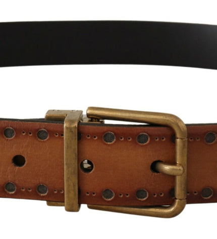 Dolce & Gabbana Elegant Brown Leather Belt with Brass Buckle