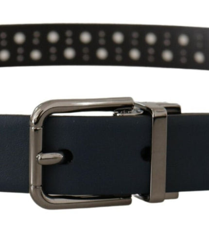 Dolce & Gabbana Elegant Navy Blue Leather Belt