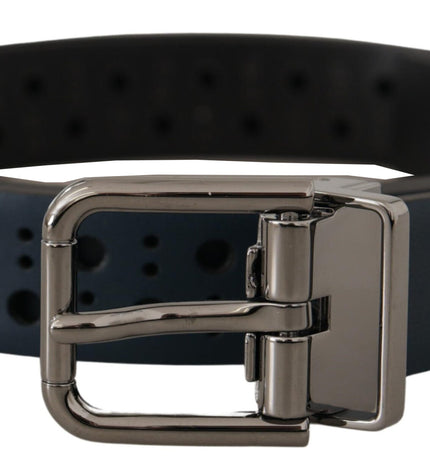 Dolce & Gabbana Elegant Navy Blue Leather Belt