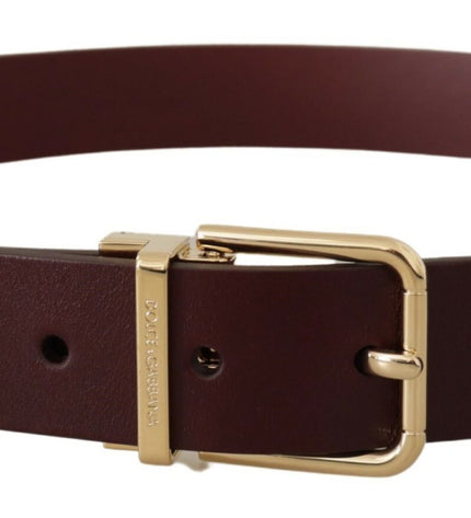 Dolce & Gabbana Elegant Maroon Leather Belt with Gold Buckle