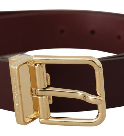 Dolce & Gabbana Elegant Maroon Leather Belt with Gold Buckle